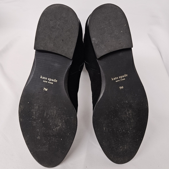 Kate Spade New York Verona Suede Riding Boots With Spade Charm In Black Size 7 - Picture 12 of 14